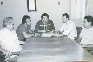 Reunião - Gilberto Ferreira, Sérgio Bulgari, Roque Palacio, Abel J. Melo e Wanderley Montini.
